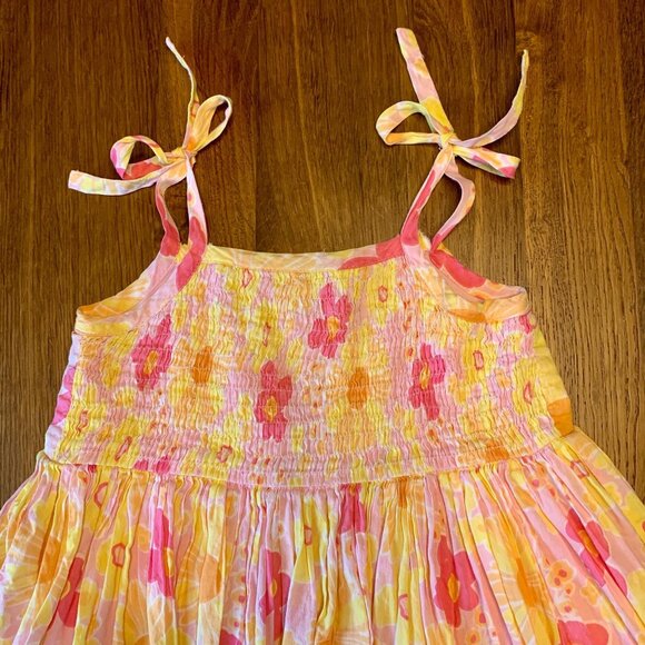ESPRIT Summer Dress Girls 18 Months Floral Yellow Pink Smocked Flowers Toddler - Picture 3 of 7